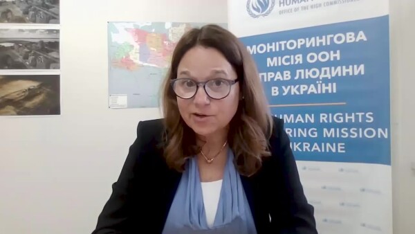 UN Human Rights Spokesperson Jeremy Laurence and Danielle Bell, head of Human Rights Monitoring Mission in Ukraine, on strike against hospital in Kyiv.