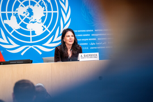 Annalena Baerbock (Présidente de l'Assemblée générale) - Point de presse de Genève