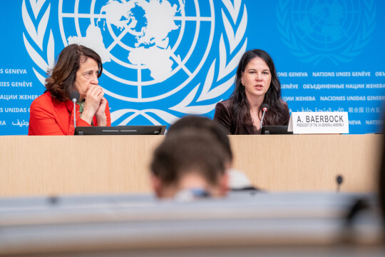 Annalena Baerbock (Présidente de l'Assemblée générale) - Point de presse de Genève
