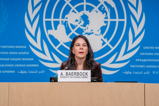 Annalena Baerbock (Présidente de l'Assemblée générale) - Point de presse de Genève
