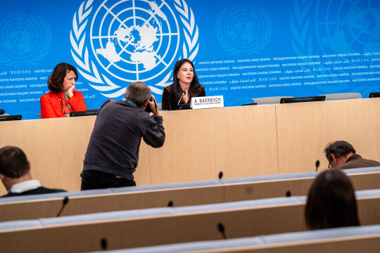 Annalena Baerbock (Présidente de l'Assemblée générale) - Point de presse de Genève