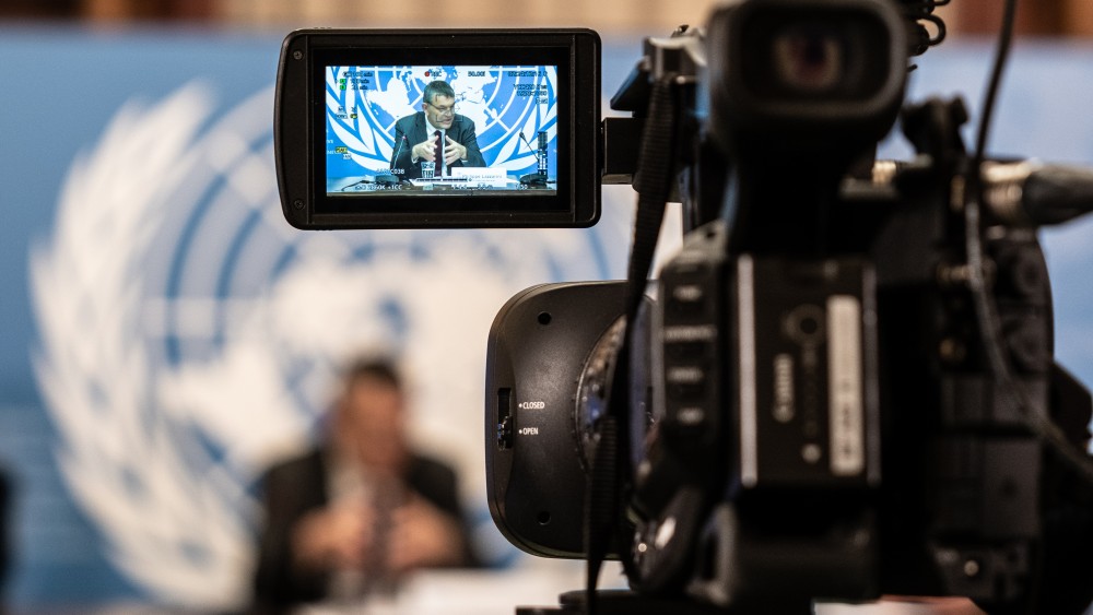  Head of UNRWA, Philippe Lazzarini, during press conference at the United Nations Palais, Geneva, Switzerland - 24 Jan 2023.   UN Photo / Srdjan Slavkovic 