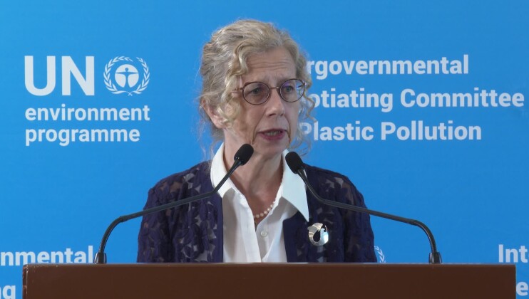 INC5 2 Plastic Pollution Conference: UNEP Executive director Inger Andersen Media Stakeout - 15 August 2025