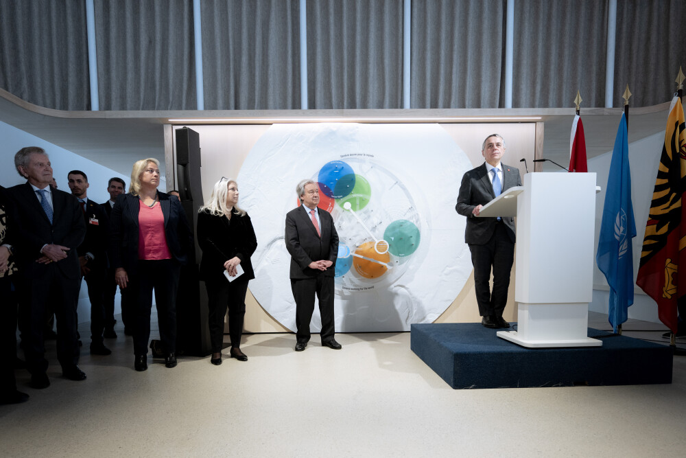 Ignazio Cassis, António Guterres, Ivan Pictet and dignitaries