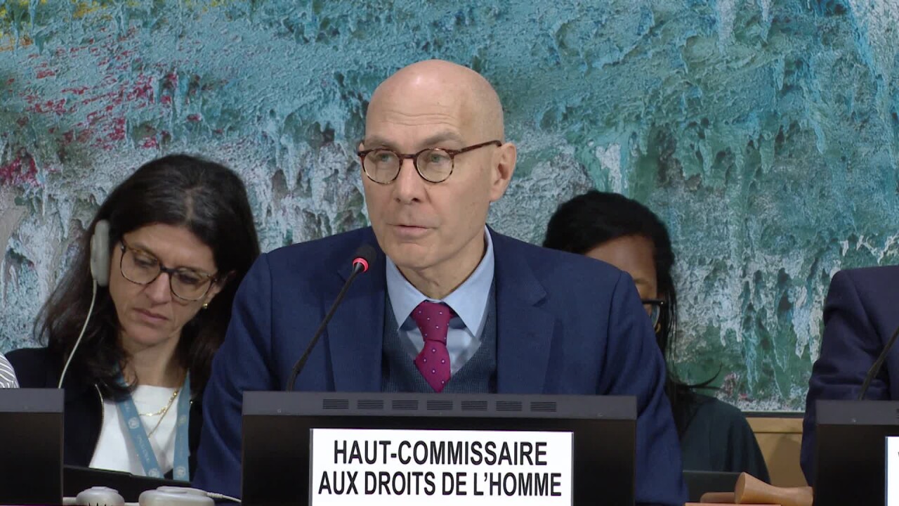 UN High Commissioner for Human Rights Volker Türk addresses the Human Rights Council on the situation in the occupied Palestinian territory
